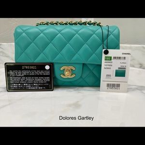 ‼️SOLD‼️Chanel 19S Turquoise Rect Mini Flapbag